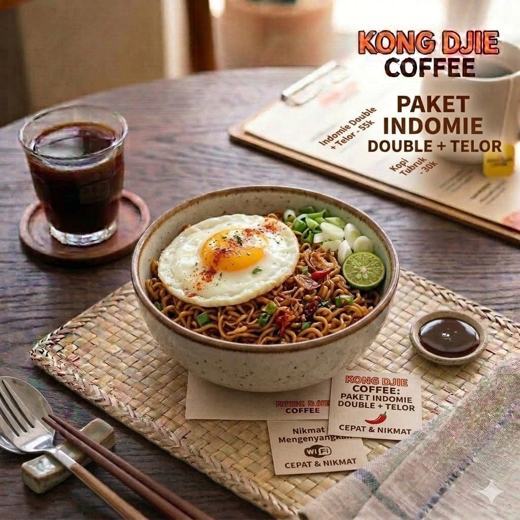INDOMIE DOUBLE + TELOR Kedai Kopi Kong Djie